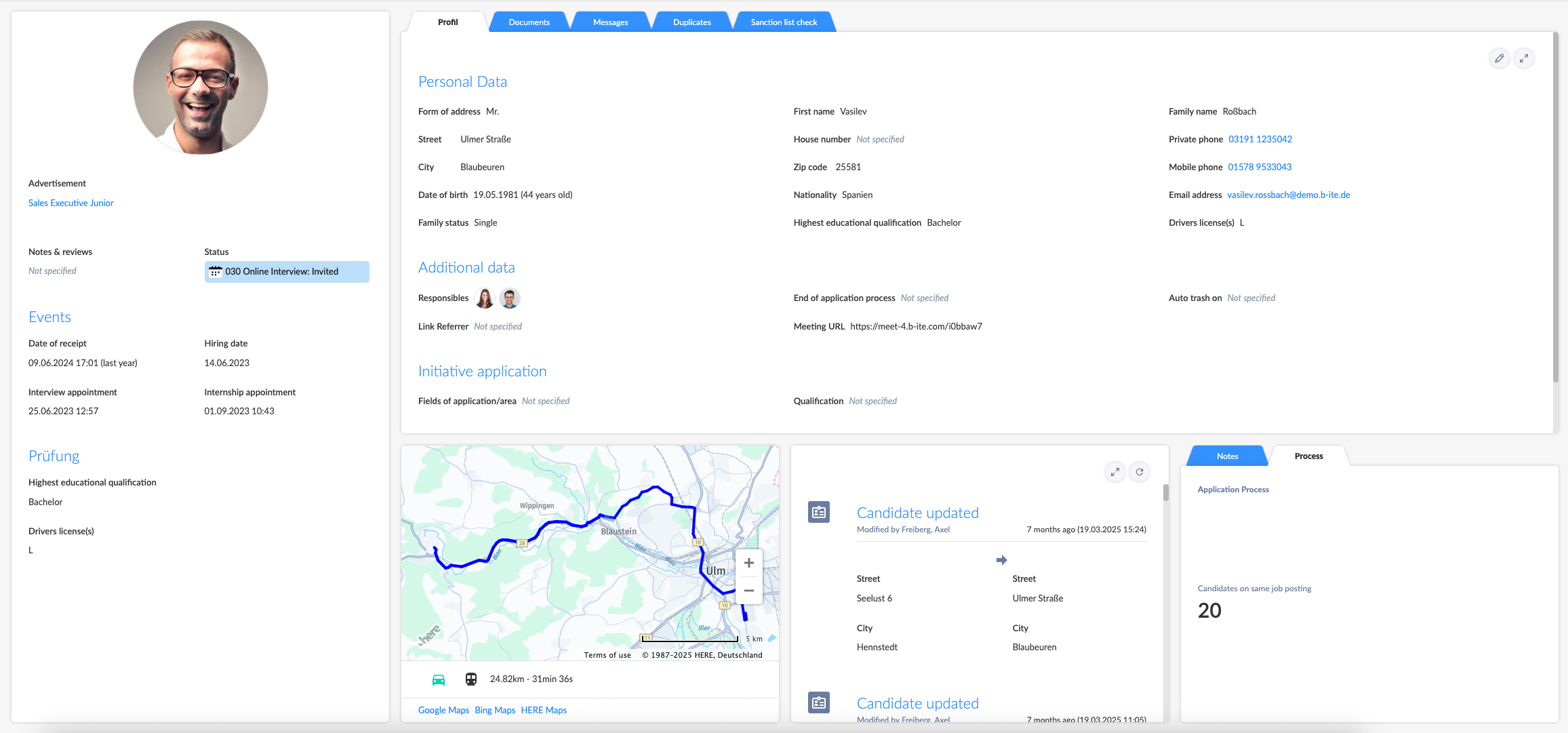Umfassende Bewerberübersicht